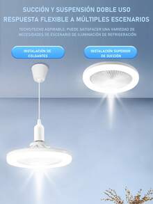 1 Pieza Lámpara de techo LED portátil con ventilador, luz de ventilador integrada de ahorro de energía para el hogar, ventilador de luz de tres velocidades con inteligente, luz de ventilador de techo, luz de ventilador moderna, adecuada para sala de estar, comedor, dormitorio, oficina(Interruptor de pared) - Blanco - Ver 5
