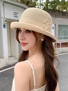 1pc Women Casual Boho Fisherman Hat, Street Style, Breathable, New Design, Elegant, Petite, Vintage Floppy Sun Hat, Suitable For Everyday & Outdoor Use