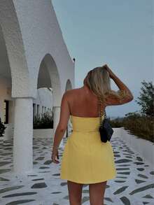 Robe fourreau en couleur unie, décontracté, élégante, pour la rue et les déplacements, sexy, pour mariage et soirée, adaptée au printemps/été