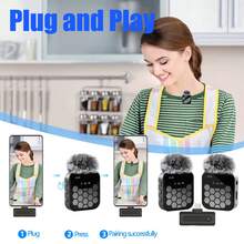 2024款无线领夹式麦克风系统，降噪领夹式麦克风，适用于智能手机/安卓手机/采访，专业无线领夹式麦克风，音质清晰，延迟低，传输距离远 - ZSK-J33 - 查看 4