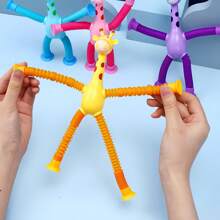 1pc Retractable Giraffe Suction Cup Toy, Cartoon Creative Educational Stress Relief Toy (Colors May Vary)
