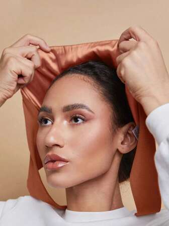 1 pièce Nouveau foulard à capuche en satin à double couche mode, hijab pour femmes musulmanes