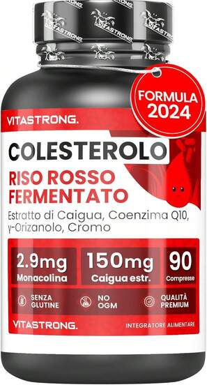 Vitastrong Riso Rosso Fermentato Colesterolo, Integratori Colesterolo con CoQ10, 90 Compresse Riso Rosso Fermentato (Red Yeast Rice)