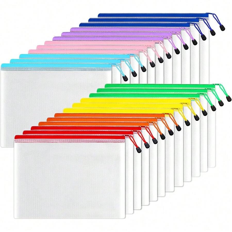 New SUNEE Plastic Mh Zipper Pouch 10x14 In (6 Colors, 24 Packs),Extra Large Water-Ristant Zip Bag For School Ice Pli, Puzzl & Gam Anizing Storage - Multicolored 10x14 - View 1