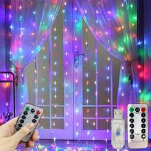 1 件窗帘仙女灯,USB 供电 LED 仙女灯串,具有 8 种照明模式,适用于派对、客厅、卧室、室内装饰、婚礼、生日、单身派对(暖白/白色/多色) - USB窗簾燈 - 查看 11