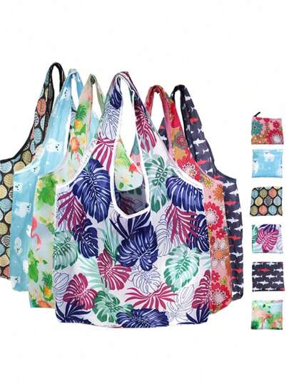 1pc Grocery Bags Large Foldable Grocery Shopping Bags, Washable Beach Bag Ripstop Polyester Tote Bags, Kitchen Supplies, Kitchen Storage Utensils, Room Decoration, Suitable For Kitchen, Restaurant, Party, Camping, Gathering, Gift For Friends, Family Gift