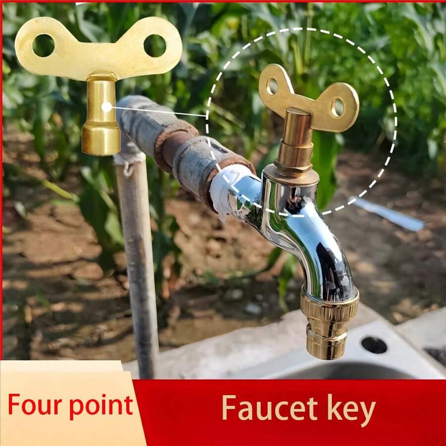 1 件通用 4/6 水龙头扳手,防盗户外扳手工具 - 銅色 - 查看 1