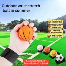 1pc 6cm Wrist Bounce Back Ball, Wrist Strap Attached, Toss & Rebound, Bouncy Ball Game For Boys, Indoor Outdoor Court Yard Interactive Game With Friends - Multicolor - View 1