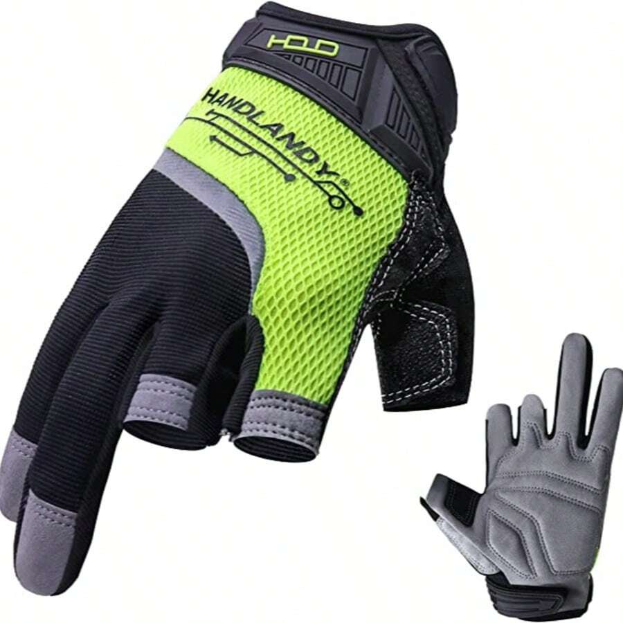 HANDLANDY Framer Work Gloves Open-Finger Carpenters Gloves, Fingerless Gaming Gloves For Tactical Shooting, Airsoft, Hunting, Police Work And Hiking