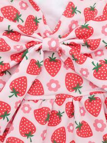 1pc Pet Dog V-Neck Strawberry Print Dress, Cute & Fashionable Dog Apparel - Multicolor - View 7