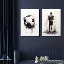 3pcs Modern Black And White Graffiti Football Wall Arts Canvas Posters, High-Definition Printing With Optional High-Quality Frame, Hanging Paintings For Living Room And Bedroom Home Decoration - Black and White - View 4