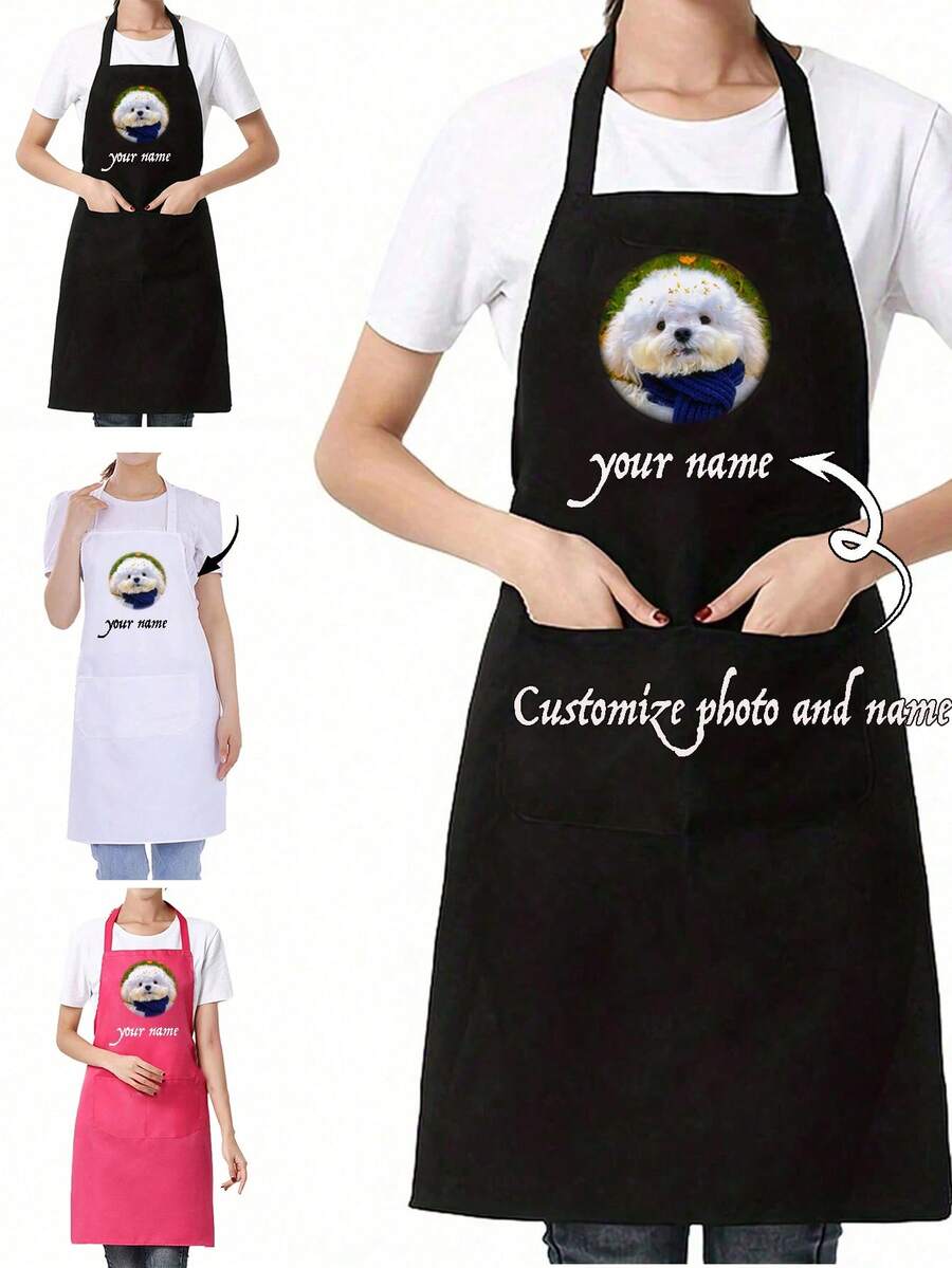 1件定制防水围裙，可个性化定制文字和照片，趣味厨房烹饪围裙，可定制Logo和文字，是情人节、父亲节、母亲节、生日、周年纪念日的理想礼物——送给女性、厨师、妈妈、爸爸、丈夫、女朋友、男朋友的独特礼物，也适合婚礼（男女皆宜），另附洗衣手套。 - 彩色 - 查看 1