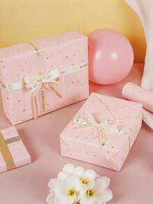 Matte Metallic Wrapping Paper, Light Pink Confetti Pattern, Matte Kraft Wedding Wrapping Paper, Solid Color Wrapping Paper For Valentine's Day, Romantic Style Suitable For Weddings, Graduations, Birthdays, DIY Bouquets, Metallic Birthday Gift Wrapping Paper, Gift Box Filler, Best Friend Gifts And DIY Decoration Paper (For Accessories), Solid Color Patterns, Matte Wrapping Paper, Autumn, Winter - Pink - View 4