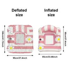 1pc Inflatable Floating Bed With Backrest And Daisy Flower Pattern Design, Floating Lounger For Pool And Beach Vacation, Suitable For Swimming Pool Parties