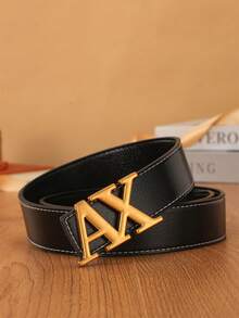 1pc Men's Fashionable Luxury Smooth Buckle Classic Letter Pattern Belt, Versatile Holiday Essential, Suitable For Family, Gifts, Vacation And Festivals, Ideal Holiday Gift - Multicolor - View 10