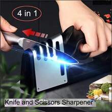 Professional Stainless Steel 4-In-1 Manual Knife Sharpener - ABS Resin, No Battery, No Power - For Kitchen Knives And Scissors - Multicolor - View 10