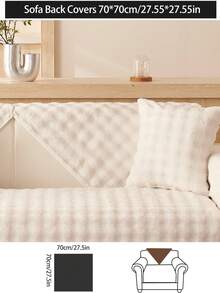 1pc Thick Plush Sofa Cushion Cover, Non-Slip Sofa Protector, Dust-Proof And Dirt-Resistant, Machine Washable, Pet-Friendly, Suitable For All Seasons, Fits 1-4 Seat Sofas, Bedroom, Office, Living Room - White - View 18