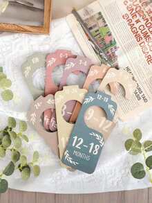 8PCS Wooden Baby Closet Dividers Double-Sided Baby Clothes Organizer From Newborn To Toddlers Kid Wardrobe Size Divide Hangers For Girls Boys Cute Animal Prints Rabbit Elephant Nursery Decor For Baby Room - Multicolor - View 3