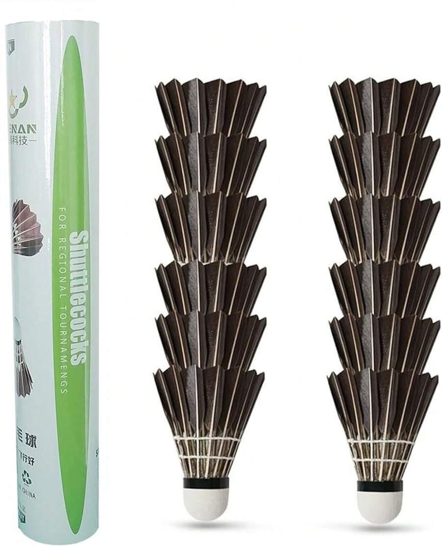 12-Pack Feather Badminton Shuttlecocks With Great Stability And Durability,Shuttlecock Indoor Outdoor Sports Hight Speed Training Badminton Birdie Balls - Black - View 1