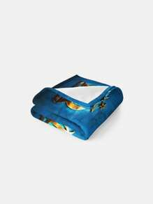Superweiches Flanell-Decke mit kreativem "OM" Design, inspiriert von Marseille - Bequeme 4-Jahreszeiten-Decke für Wohnzimmer, Büro, Sofa oder Reisen - perfekte Geschenkidee - Blau-weiß Marseille Muster