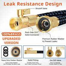 25/50/75/100FT Expandable Garden Hose Kit With 10-Function High-Pressure Spray Nozzle,  3/4" Solid Brass Leakproof Fittings, All-Season Outdoor Hose For Cleaning, Gardening & Forestry, Forestry Applications, Vibrant Patterned Hose, Brass Connectors, Green/Blue Color