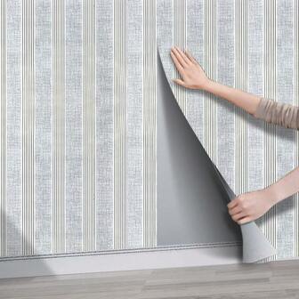 1 Roll Nordic Gray & Gold Striped Wallpaper, Self-Adhesive, Home Decor PVC Wallpaper For Living Room, Bedroom, Dining Room, Office, Bathroom, Kitchen, Furniture Renewal, Removable, Waterproof, Soundproof, Luxury Flat Sticker Wall Paper Wall Stickers Room Decor Wall Decor Wallpaper Peel And Stick Bathroom Decor