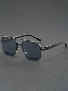 1 件男士时尚横梁飞行员时尚眼镜，新款时尚半框驾驶骑行眼镜 - 彩色 - 查看 10