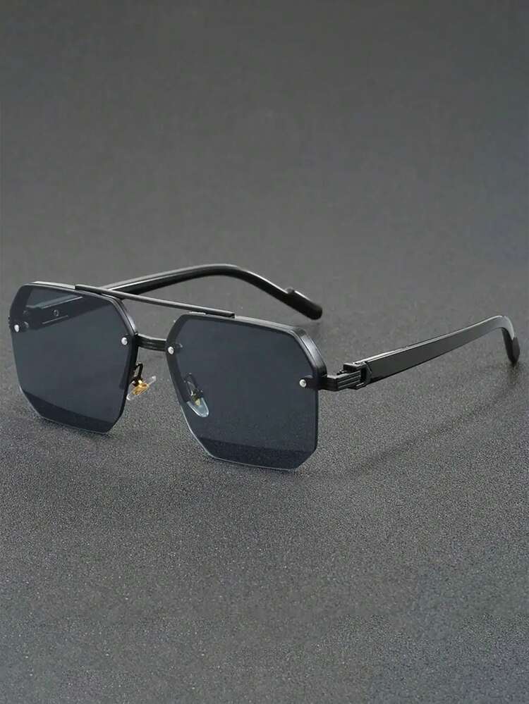 1 pieza Gafas de piloto con barra transversal de moda para hombre, nuevo marco semi-aro con estilo para conducción y equitación - Multicolor - Añade 10