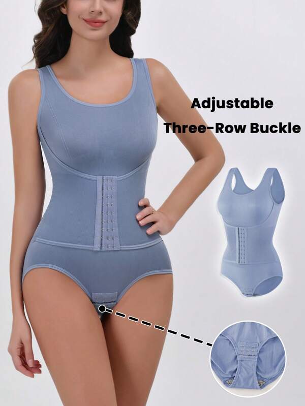Body moldeador para mujer - Control del abdomen, estrechez de la cintura y elevación de las caderas, body de hombros anchos, con hebilla ajustable de tres filas