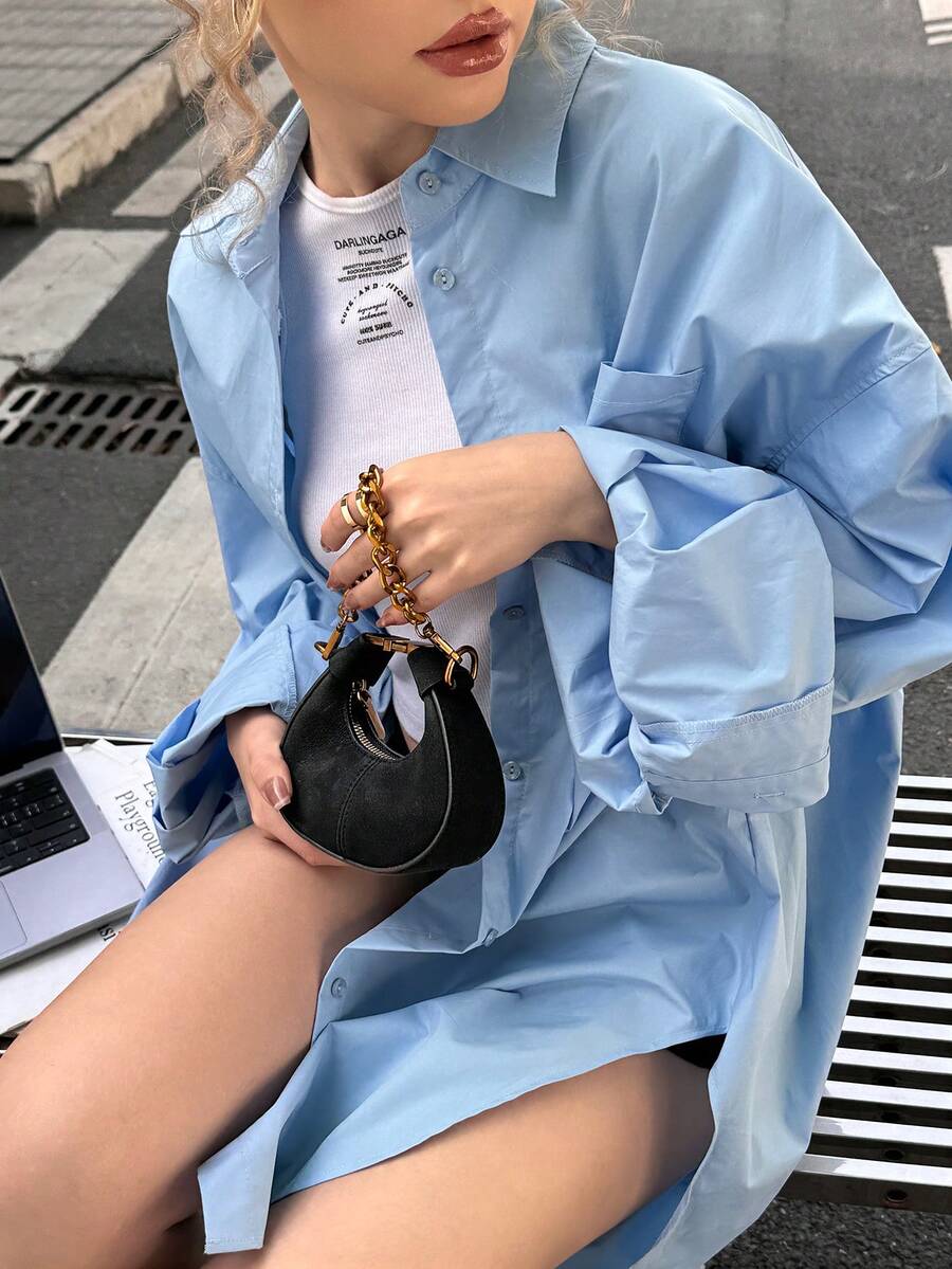 DareSee Bolso de mano minimalista de moda, bolso casual de unicolor y elegante para mujeres, nuevo regalo de llegada para el festival de música, el festival Y2K, el regreso a la escuela, otoño e invierno - Negro - Ver 1