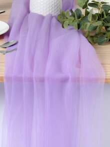 1 件/2 件 2 米纯色浅紫色纱桌旗，雪纺拱门婚礼拱门布桌布，生日派对桌布装饰，情人节背景装饰，涤纶浪漫婚礼派对桌饰