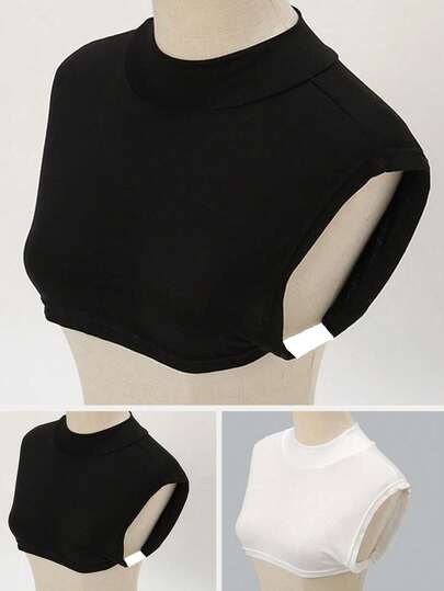 1pc Women Viscose Versatile Mock Neck Scarf, Solid Color Versatile Collar Decor Accessory For Dress For Christmas Decor