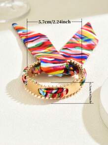 1pc Elegant & Stylish Women Multi-Color Ribbon Bangle, Alloy Beach Vacation Bracelet Accessory For Ladies