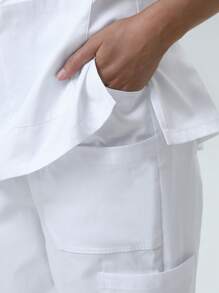 Women's Nursing Solid Color Simple Multi-Pocket Comfortable Scrub Pants