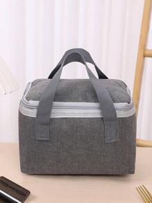 1 pieza Bolsa de almuerzo para estudiantes con paquete de hielo, diseño simple y elegante, fácil de transportar, acceso fácil - Gris - Ver 1