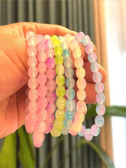 8毫米彩色玻璃珠双色手工友谊手链套装（女士适用）