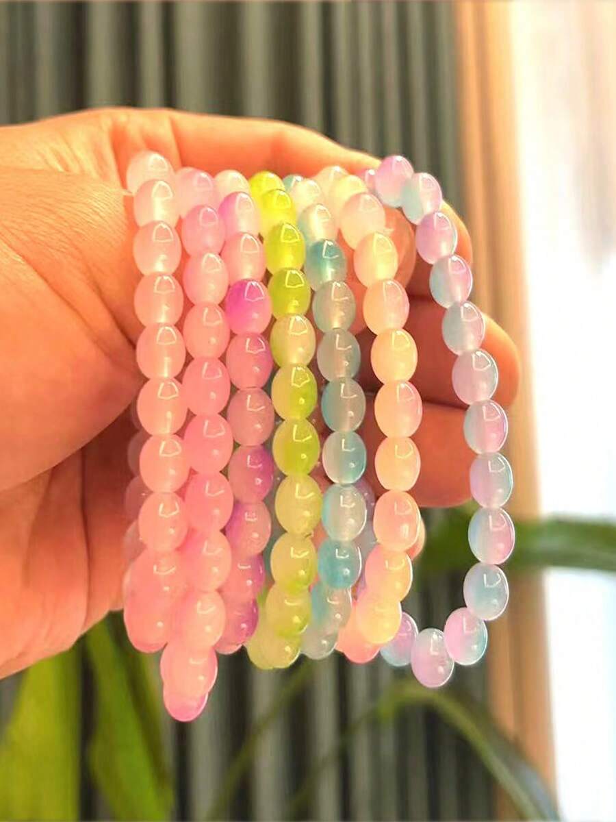 8毫米彩色玻璃珠双色手工友谊手链套装（女士适用）