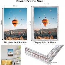 New 10x14 Inch Picture Frame, Horizontal And Vertical Formats For Wall Hanging, 10 X 14 Wall Gallery Poster Photo Frame  Shatter Ristant Plexiglass,Rustic - Rustic White 10x14 inch - View 3