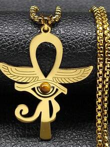 Egyptian Ankh Cross Eye Of Horus Necklace Men Women Stainless Steel Hip Hop Tiger Eyes Key Of Life Necklaces - Necklace - View 10