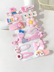 14pcs/Set Pink Fabric Hairclips For Women, Cute Mini Bangs & Scraps Hair Clips, Non-Damaging Hair Accessories Claw Clips Hair Slide Hair Barrettes