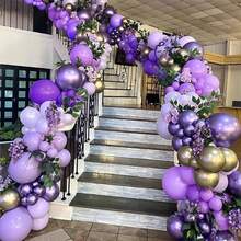 Purple Balloon Garland Kit Dark And Gold Arch Lavender Light Decoration For Princess Party Birthday