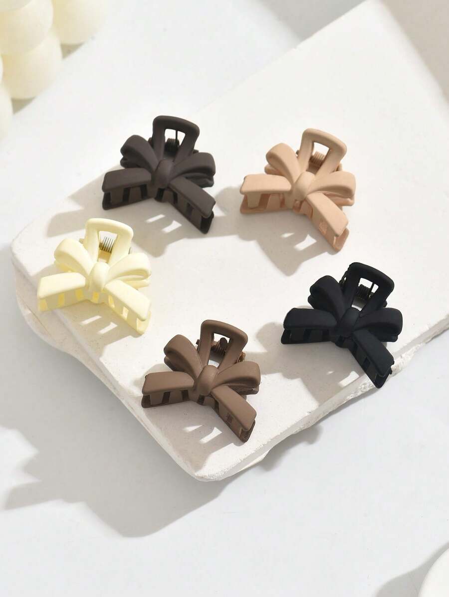 5 piezas Mini Pasador de mariposa negro mate, Diadema de princesa con pasador lateral, Longitud aproximada de 2.7 cm, Pasador de pelo tipo pinza para el invierno, Accesorios de pelo para mujer, Lazos para outfits de vacaciones