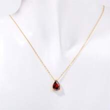 18K Gold Plated Pear-Shaped Zirconia Stainless Steel December Birthstone Necklace, Christmas, Birthday, Valentine's Day Gift