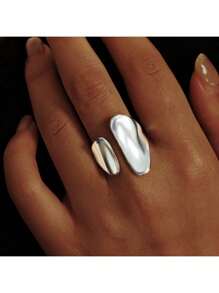 925 Sterling Silver Geometric Asymmetrical Vintage Style Women's Rings, Asymmetric Minimalist Rings For Daily, Party, Holiday, Gift