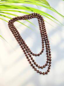 1pc 1.5m Long Crystal Beads Knotted Multi-Layer Simple Daily Wear Necklace For Women