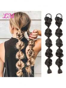 Ponytail Bubble Braid Wig, Natural Braids Girly Fishtail Braid Hair Extension - Multicolor - View 3