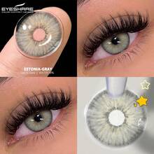 Eyeshare 1 副彩色隐形眼镜灰色瞳孔镜片时尚蓝色眼镜片彩色瞳孔适合眼睛绿色镜片棕色眼镜隐形眼镜，舒适自然的化妆镜片适合婚礼情人节礼物 1 年使用万圣节服装角色扮演 - 灰色 - 查看 3