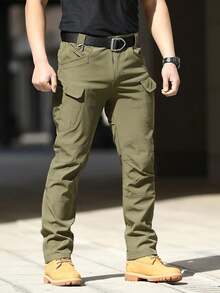 Men's Military Tactical Cargo Pants, Lots Of Pockets, Waterproof, Wear Resistant, Casual Cargo Pants - 綠色 - 查看 2