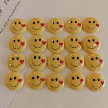 10/30/50 件黄色笑脸和心形树脂工艺装饰，笑脸带心形，适用于 DIY 珠宝、手机壳、发饰和手工装饰 - 黃色 - 查看 5