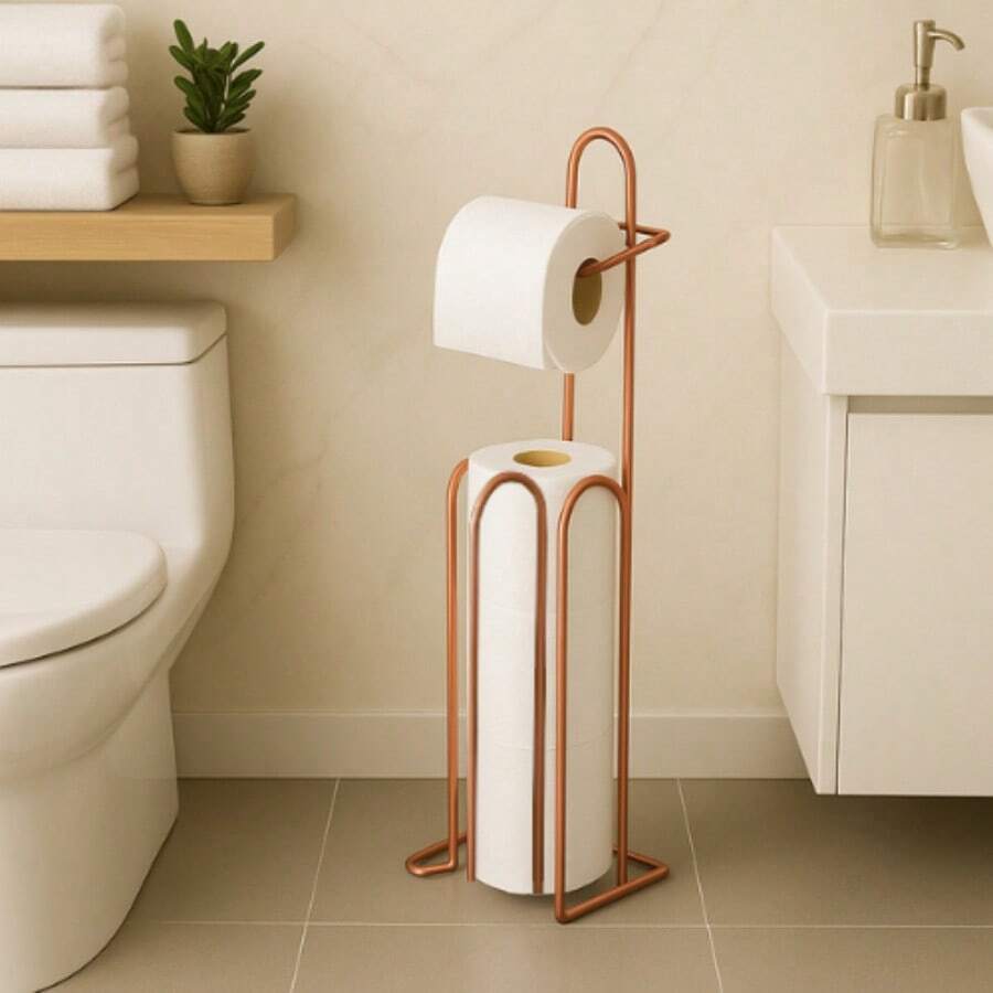 Toilet Paper Holder For Bathroom And Laundry Room Toilet Paper Holder Floor Organizer Luxury Paper - 銅色 - 查看 1